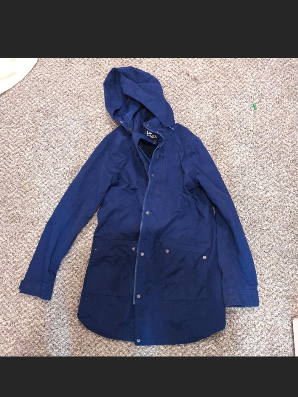Lands' End Womens Hooded Navy Raincoat